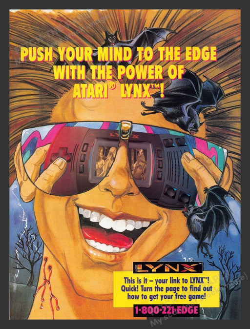 1993 Atari Lynx Illustration Sunglasses Video Game Print Advertisement Fetch the Paper!