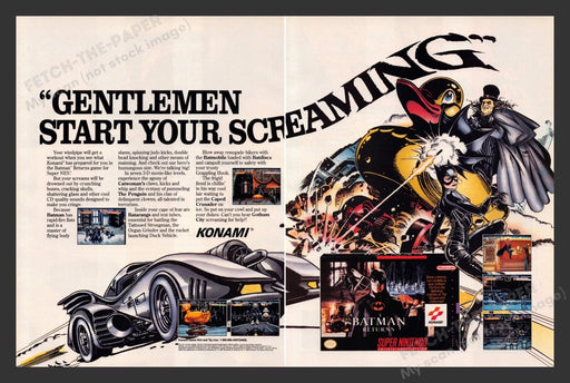 1993 Batman Returns Super NES Video Game Print Advertisement (2 Pages)