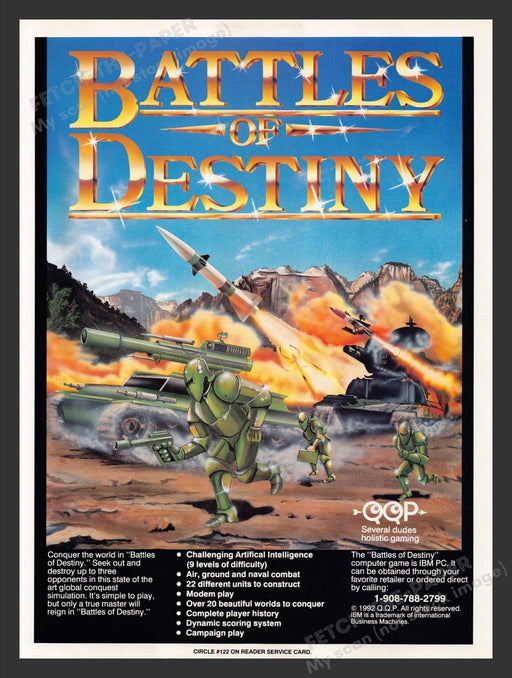 1993 Battles of Destiny Video Game Print Advertisement Fetch the Paper!