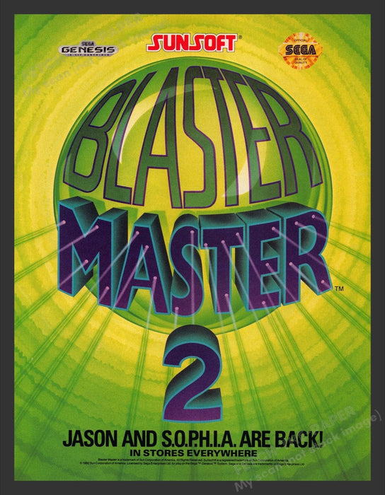 1993 Blaster Master 2 Jason & Sophia Are Back! Video Game Print Advertisement