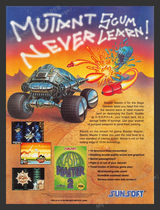 1993 Blaster Master 2 "Mutant scum never learn" Video Game Print Advertisement Fetch the Paper!