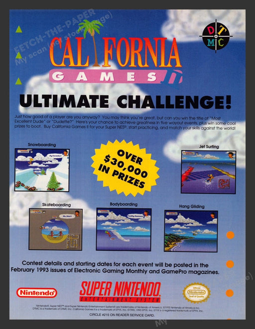 1993 California Games II Video Game Print Advertisement
