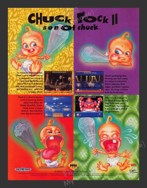 1993 Chuck Rock II Video Game Print Advertisement