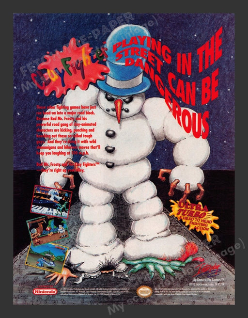 1993 Clay Fighter Playing in the Street Video Game Print Advertisement