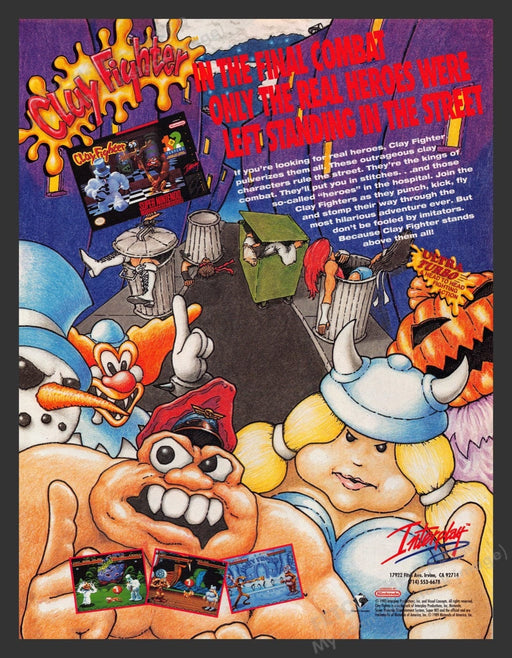 1993 Clay Fighter Rule the Streets! Video Game Print Advertisement