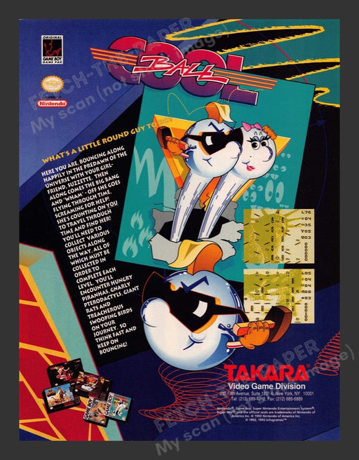 1993 Cool Ball Takara Video Game Print Advertisement