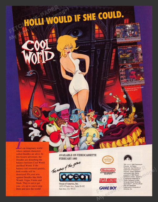 1993 Cool World "Holli would if she could" Video Game Print Advertisement