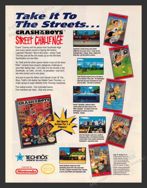 1993 Crash 'N The Boys Street Challenge Video Game Print Advertisement