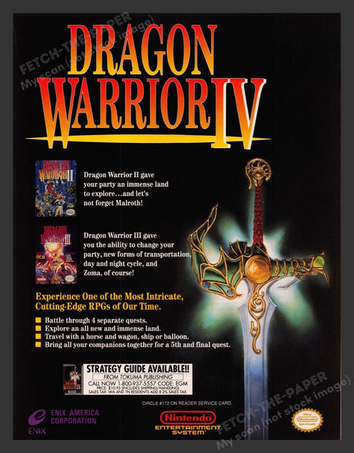 1993 Dragon Warrior IV Video Game Print Advertisement