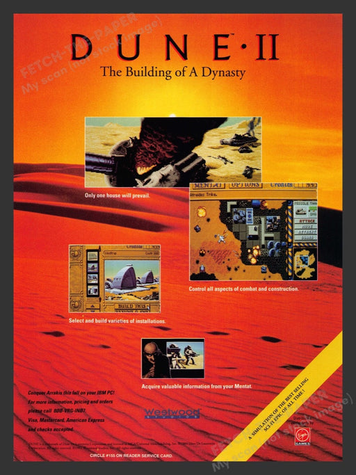 1993 Dune II "The building of a dynasty" Video Game Print Advertisement Fetch the Paper!