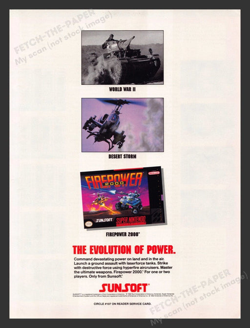 1993 Firepower 2000 "Evolution of power" Video Game Print Advertisement Fetch the Paper!