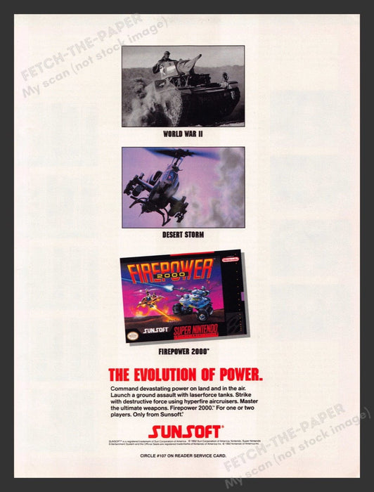 1993 Firepower 2000 "Evolution of power" Video Game Print Advertisement Fetch the Paper!
