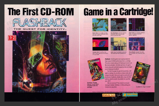 1993 Flashback: The Quest for Identity Video Game Print Advertisement (2 Pages)