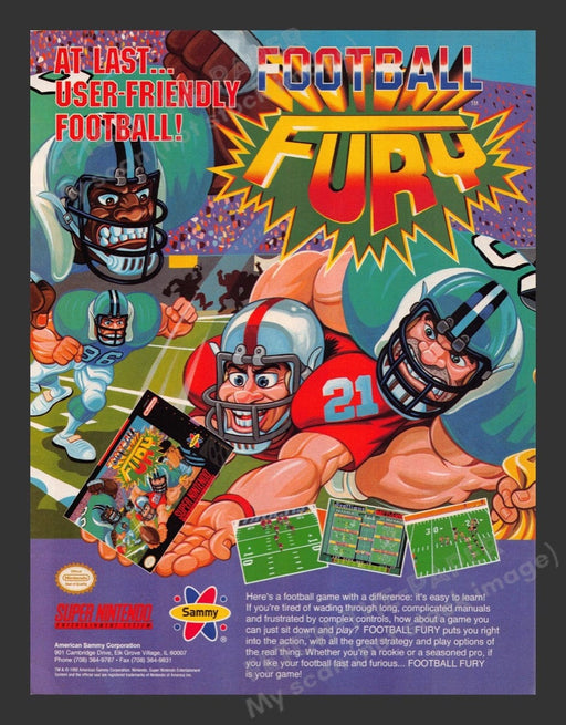 1993 Football Fury Video Game Print Advertisement