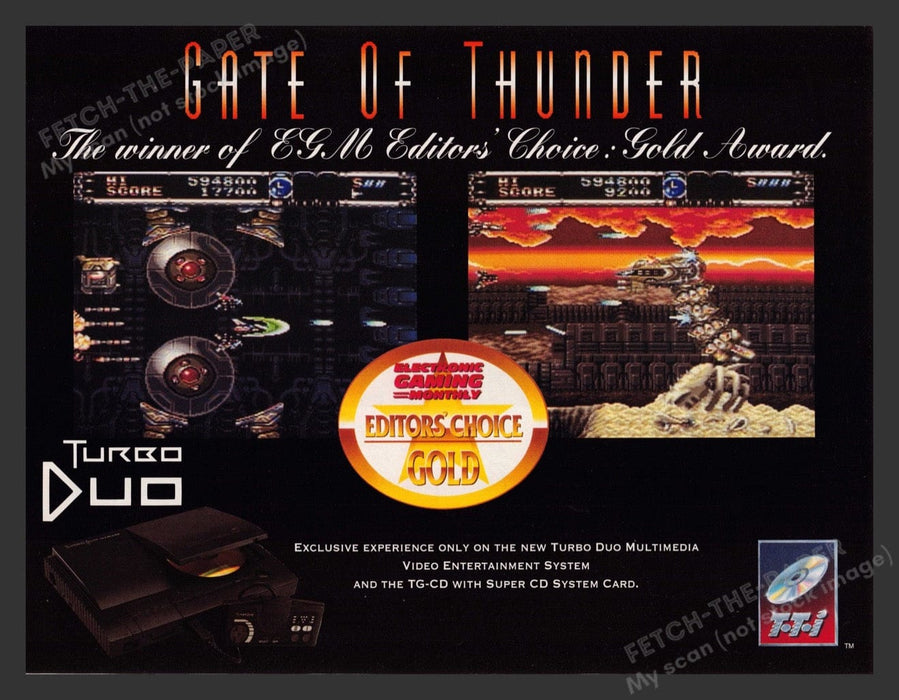 1993 Gate of Thunder Turbo Duo Video Game Print Advertisement
