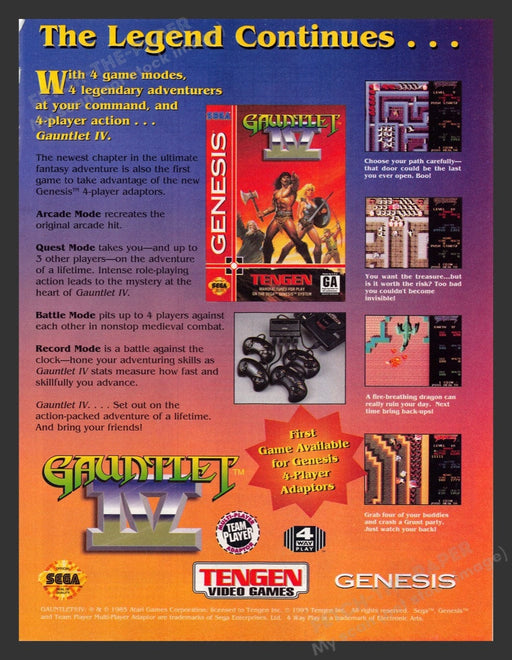 1993 Gauntlet IV The Legend Continues... Video Game Print Advertisement