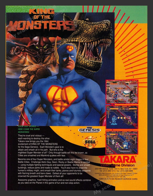 1993 King of the Monsters Takara Video Game Print Advertisement