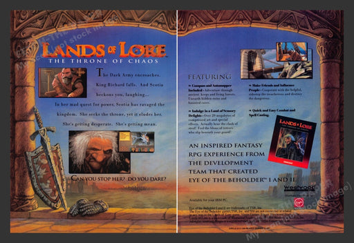 1993 Lands of Lore: The Throne of Chaos Video Game Print Advertisement (2 pgs) Fetch the Paper!