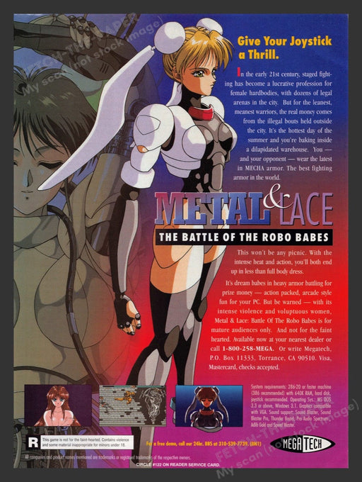 1993 Metal & Lace: The Battle of the Robo Babes Video Game Print Advertisement Fetch the Paper!