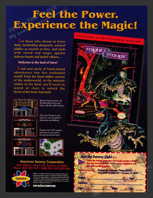 1993 Might & Magic Feel the Power Video Game Print Advertisement