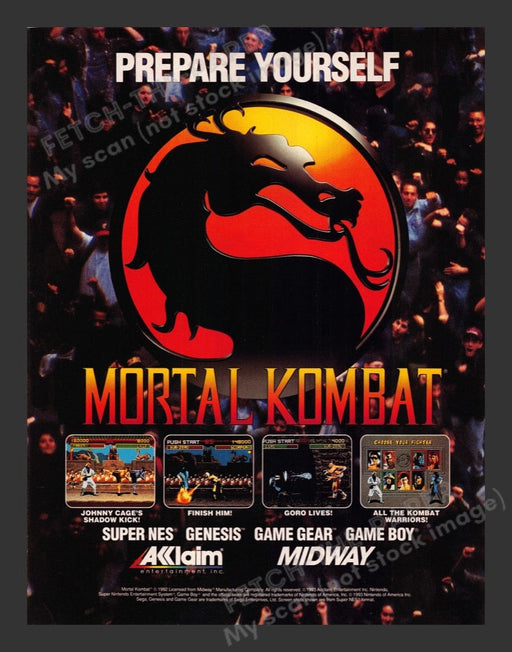 1993 Mortal Kombat "Prepare Yourself" Video Game Print Advertisement