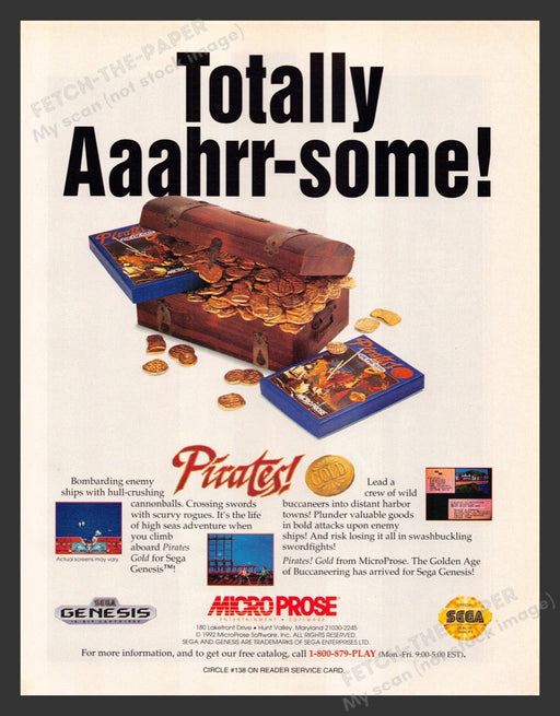 1993 Pirates! Totally Aaahrr-some! Video Game Print Advertisement