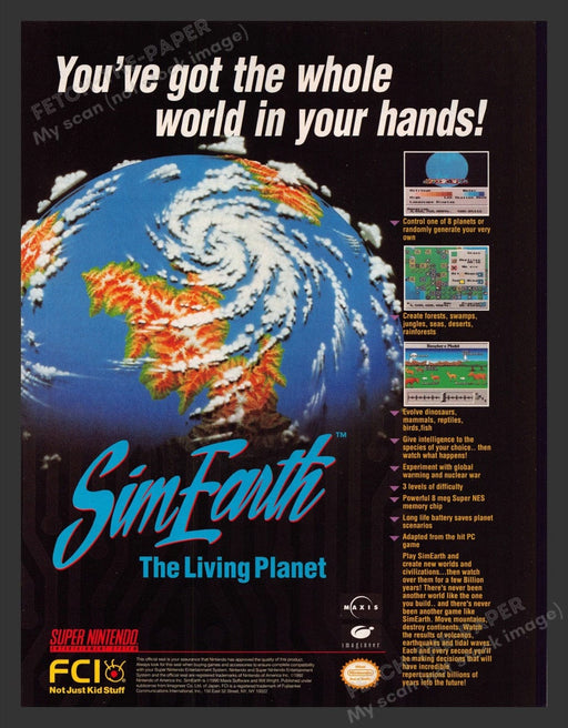 1993 Sim Earth "The Living Planet" Video Game Print Advertisement