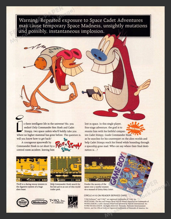 1993 Space Cadet Adventures Ren & Stimpy Show Video Game Print Advertisement