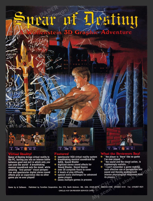1993 Spear of Destiny Video Game Print Advertisement Fetch the Paper!