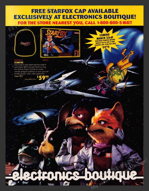 1993 Star Fox Electronics Boutique Video Game Print Advertisement