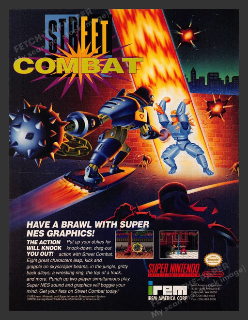 1993 Street Combat Video Game Print Advertisement
