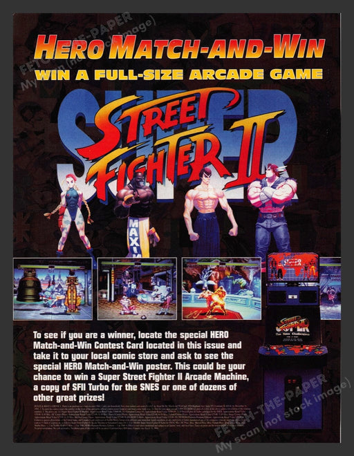 1993 Street Fighter II Hero Match & Win Video Game Print Advertisement