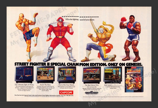 1993 Street Fighter II Special Champion Video Game Print Advertisement (2 Pages)