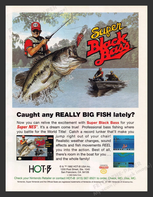1993 Super Black Bass Video Game Print Advertisement