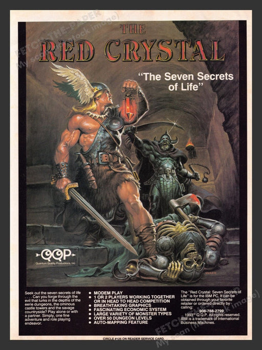 1993 The Red Crystal: The Seven Secrets of Life Video Game Print Advertisement Fetch the Paper!