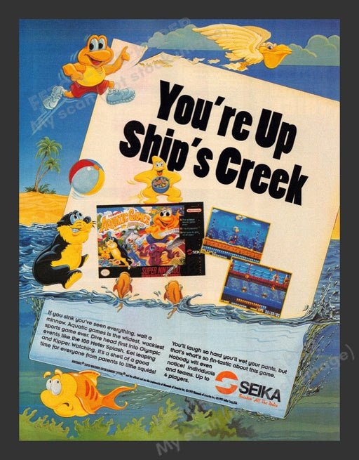 1993 The Super Aquatic Games Video Game Print Advertisement
