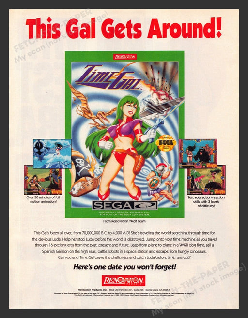1993 Time Gal Video Game Print Advertisement