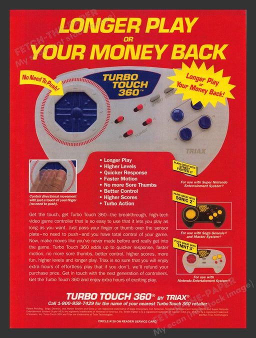 1993 Turbo Touch 360 by Triax Video Game Print Advertisement Fetch the Paper!