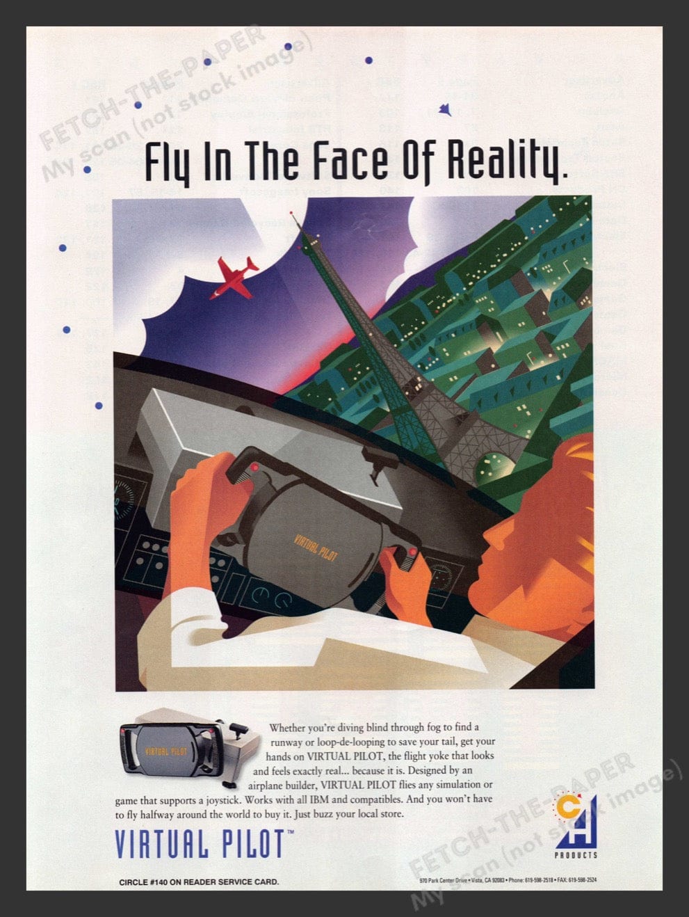 1993 Virtual Pilot Flight Yoke Controller Video Game Print Advertiseme ...