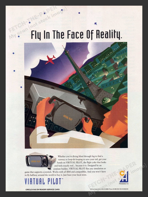 1993 Virtual Pilot Flight Yoke Controller Video Game Print Advertisement Fetch the Paper!