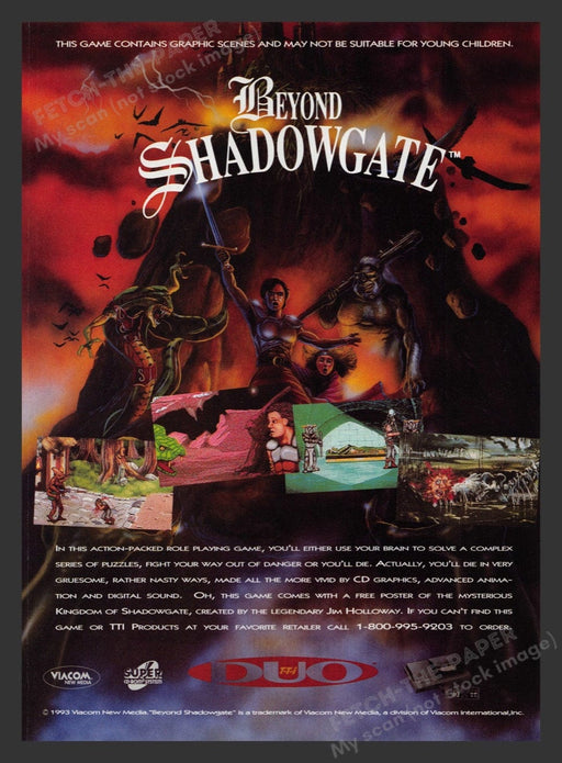 1994 Beyond Shadowgate Video Game Print Advertisement