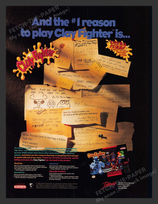 1994 Clay Fighter #1 Reason to Play Video Game Print Advertisement