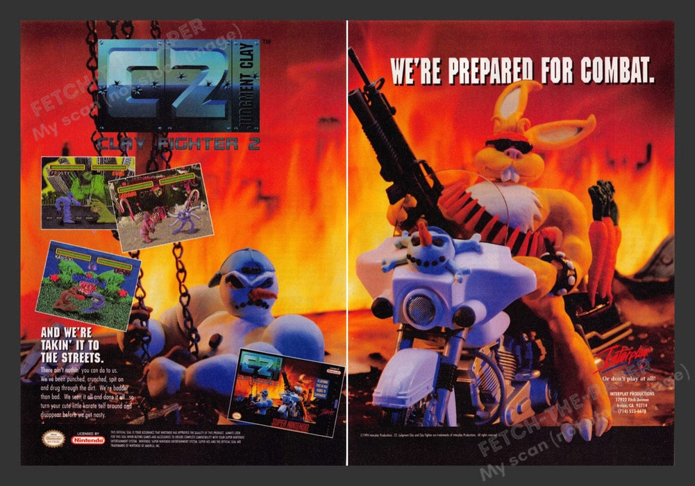 1994 Clay Fighter 2: Judgment Clay Video Game Print Advertisement (2 Pages)