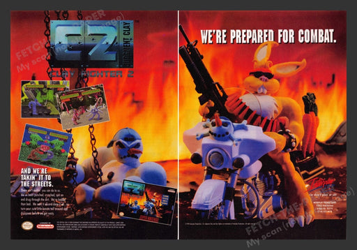 1994 Clay Fighter 2: Judgment Clay Video Game Print Advertisement (2 Pages)