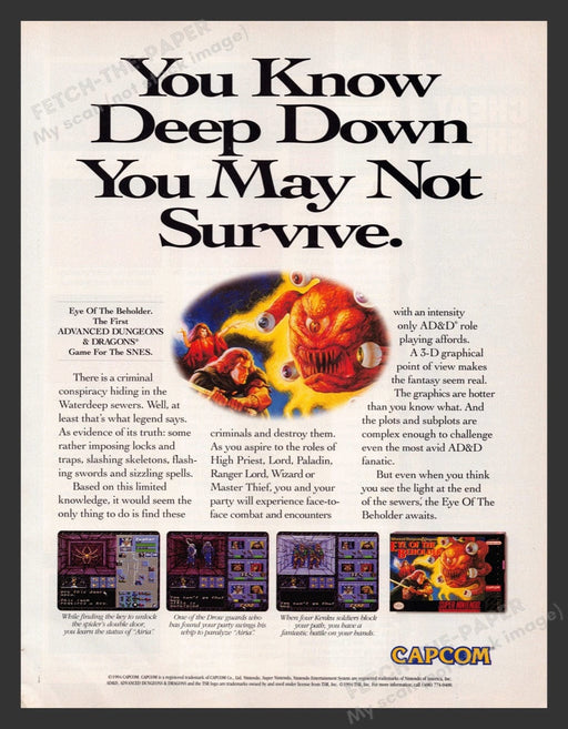1994 Eye of the Beholder Video Game Print Advertisement
