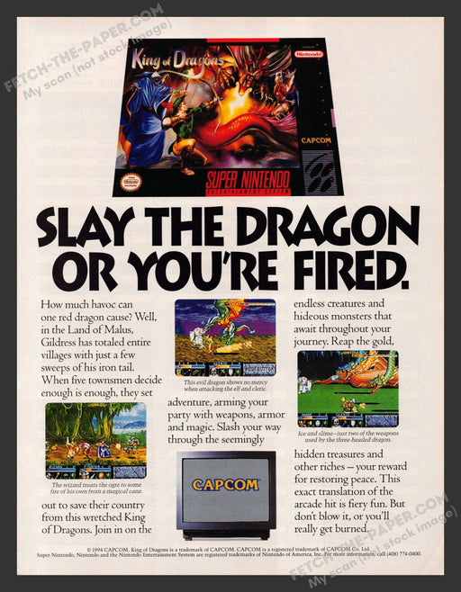 1994 King of Dragons Super NES Video Game Print Advertisement