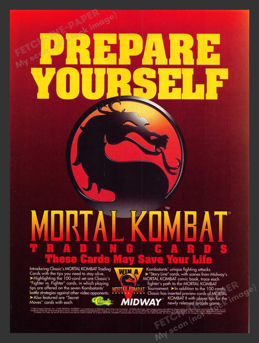 1994 Mortal Kombat Trading Cards Print Advertisement