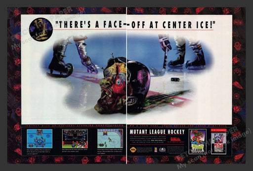 1994 Mutant League Hockey Video Game Print Advertisement (2 Pages)