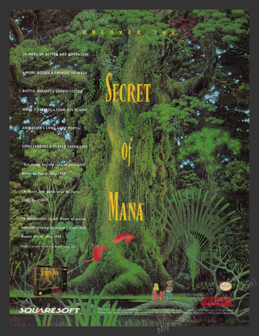 1994 Secret of Mana Video Game Print Advertisement