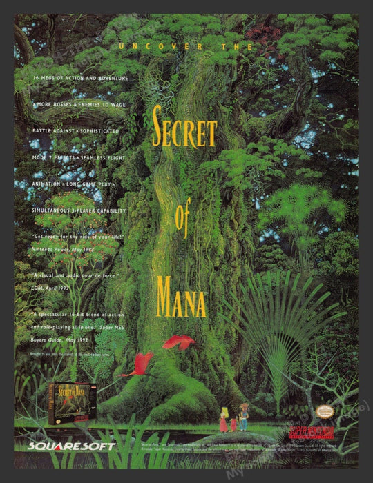 1994 Secret of Mana Video Game Print Advertisement
